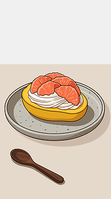 접시 음식 과일 일러스트 디저트 숟가락 크림 나무숟가락 맛있는 국내일러스트 AI파일 양즈간루 식기 수저 파일형식 벡터