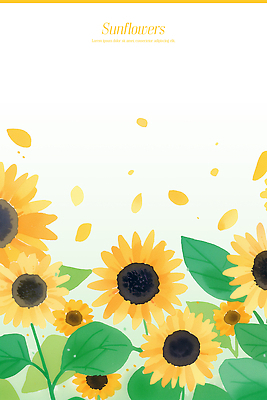 PSD 꽃잎 꽃 백그라운드 일러스트 해바라기 여름 노란색 떨어짐 국내일러스트 식물 계절 컬러 컨셉 파일형식