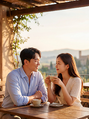 JPG 편집이미지 여자 남자 커피 음료 데이트 신혼부부 자연 탁자 잔 산 대화 사랑 웃음 카페 저녁 의료성형뷰티 편집실사 AI인물포토 AI콘텐츠 식기 부부 감정 가구 표정 말하기 사람 상점 밤 야간 CG 생태계 신혼 파일형식 AI포토 자연요소 커플 생활용품 모션 관계 오브젝트