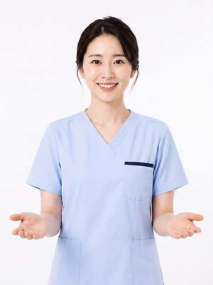 JPG 편집이미지 여자 유니폼 의학 미소 웃음 치료 간호사 양손 간호복 의료성형뷰티 편집실사 AI인물포토 AI콘텐츠 손 옷 표정 사람 의료진 CG 파일형식 AI포토 직업 신체부위