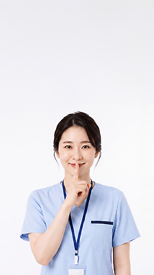 JPG 편집이미지 여자 손가락 의학 미소 손짓 간호사 전문직 간호 쉿 간호복 의료성형뷰티 편집실사 AI인물포토 AI콘텐츠 직업 손 유니폼 모션 표정 사람 의료진 CG 조용 파일형식 AI포토 옷 신체부위