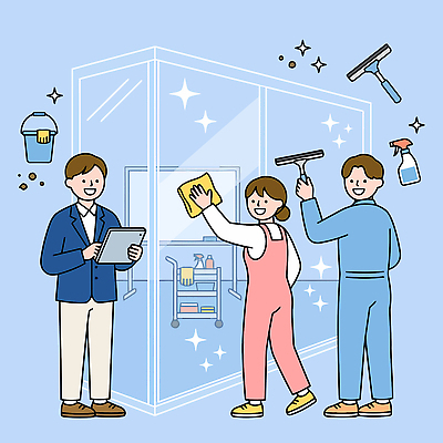 일러스트 창문 협력 관리 태블릿 사무실 도구 작업 전문직 청소도구 청소 직원 서비스 닦기 국내일러스트 AI파일 직업 비즈니스 모션 전자제품 스마트기기 파일형식 벡터