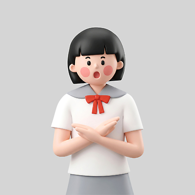 PSD 편집이미지 캐릭터 학생 교복 캠페인 포즈 소녀 놀람 금연 금연데이 편집3D 옷 여자 기념일 감정 어린이 표정 3D 사회이슈 파일형식 컨셉 사람 이벤트 디지털합성