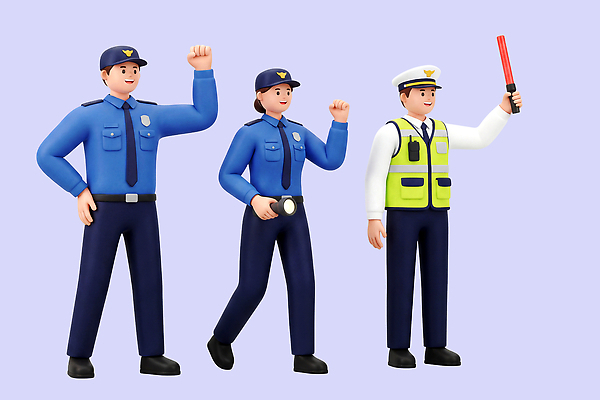 PSD 편집이미지 여자 남자 안전 경찰 동료 경찰복 공무원 역할 편집3D 직업 유니폼 관계 사람 3D 파일형식 옷 디지털합성