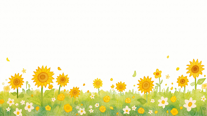 JPG 식물 꽃 백그라운드 일러스트 자연 해바라기 여름 노란색 정원 들꽃 카피스페이스 국내일러스트 AI일러스트 AI콘텐츠 계절 컬러 공백 생태계 파일형식