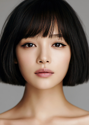 JPG 편집이미지 헤어스타일 여자 얼굴 표정 사람 앞모습 화장 뷰티 단발머리 피부 의료성형뷰티 편집실사 AI인물포토 AI콘텐츠 뷰포인트 신체부위 CG 파일형식 AI포토