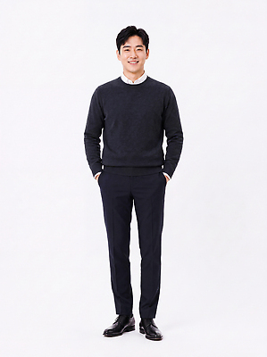 JPG 모델 편집이미지 패션 남자 포즈 바지 웃음 비즈니스맨 스웨터 흰배경 의료성형뷰티 스타일 편집실사 AI인물포토 AI콘텐츠 상의 비즈니스 하의 표정 사람 흰색 직장인 CG 파일형식 AI포토 직업 옷 컬러
