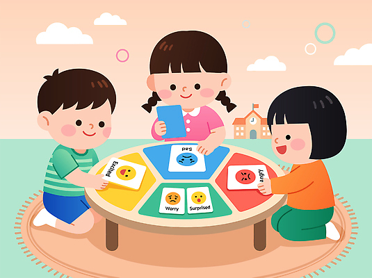 감정 어린이 일러스트 학교 놀이 표정 대화 웃음 친구 학습 놀이방 즐거움 상상력 국내일러스트 AI파일 교육 관계 말하기 사람 파일형식 벡터 모션
