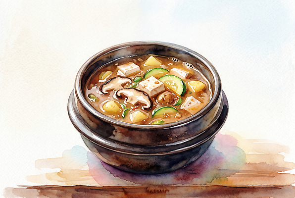JPG 전통 한식 채소 일러스트 수채화 감자 한국 건강 버섯 전통음식 맛 찌개 된장찌개 두부 돌솥 국내일러스트 AI일러스트 AI콘텐츠 아시아 음식 컨셉 파일형식 나라
