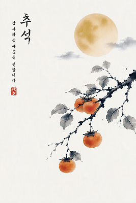 JPG 나무 전통 일러스트 자연 하늘 나뭇잎 감 풍경 농작물 고요 달 가을 밤 감나무 그림 한국화 국내일러스트 AI일러스트 AI콘텐츠 자연요소 식물 계절 잎 농업 과일 동양화 생태계 파일형식 산업 미술 문화예술