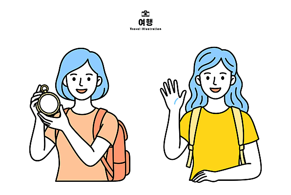 행복 여행 일러스트 배낭 웃음 사람 친구 여행객 카메라 여행준비 국내일러스트 AI파일 감정 가방 관계 표정 전자제품 준비 파일형식 벡터 잡화