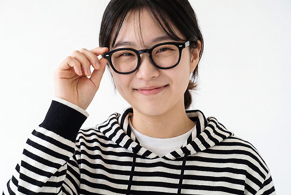 JPG 편집이미지 여자 패션 감정 안경 얼굴 표정 미소 소녀 즐거움 의료성형뷰티 스타일 자존감 편집실사 AI인물포토 AI콘텐츠 잡화 어린이 사람 신체부위 CG 파일형식 AI포토