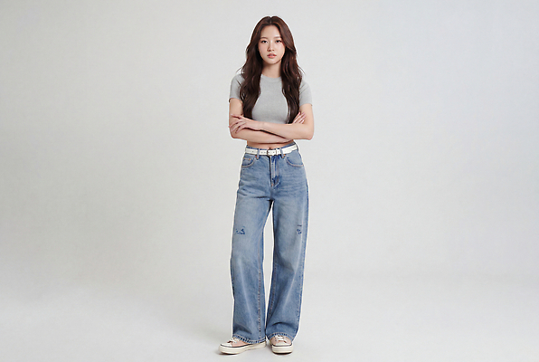 JPG 모델 편집이미지 옷 여자 패션 포즈 티셔츠 청바지 배꼽티 의료성형뷰티 스타일 편집실사 AI인물포토 AI콘텐츠 셔츠 바지 사람 CG 파일형식 AI포토 상의 하의