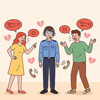 여자 남자 감정 일러스트 스트레스 직장 대화 헤드셋 분노 상담원 고객 서비스 싸움 통화 문제 불만 소통 요청 번아웃증후군 국내일러스트 AI파일 음향기기 컨셉 회사 모션 말하기 사람 헤드폰 사무원 사회이슈 파일형식 벡터 직업 비즈니스 전자제품