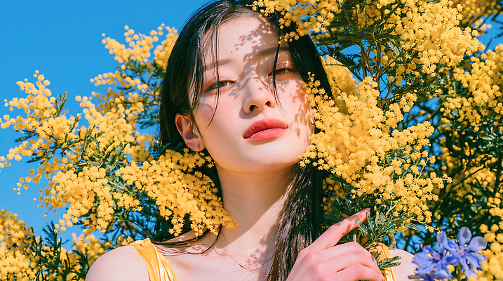 JPG 편집이미지 여자 패션 꽃 포즈 자연 표정 햇빛 머리카락 신선 꽃가루 초봄 의료성형뷰티 외모 편집실사 AI인물포토 AI콘텐츠 식물 사람 빛 머리 봄 가루 CG 생태계 파일형식 AI포토 계절 신체부위