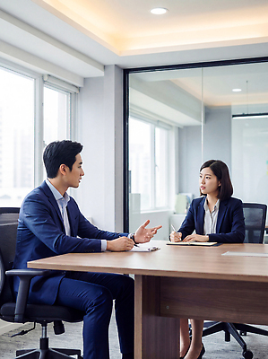 JPG 편집이미지 여자 남자 비즈니스 회의 앉기 사무실 공간 토론 집중 전략 의견 전문 의료성형뷰티 편집실사 AI인물포토 AI콘텐츠 컨셉 모션 사람 CG 파일형식 AI포토