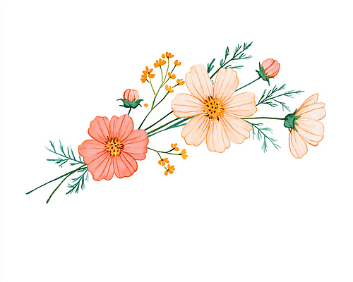 JPG 식물 디자인 꽃잎 꽃 예술 줄기 잎 일러스트 자연 봄 코스모스 그림 화사함 국내일러스트 AI일러스트 AI콘텐츠 계절 컨셉 생태계 파일형식
