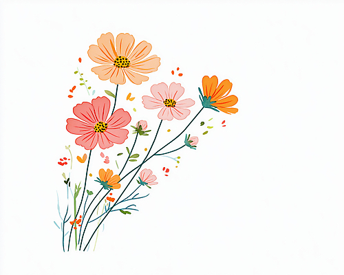 JPG 식물 디자인 꽃 일러스트 자연 여름 봄 코스모스 국내일러스트 AI일러스트 AI콘텐츠 계절 생태계 파일형식