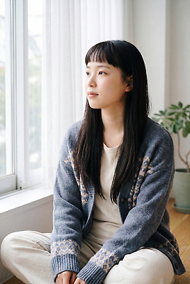 JPG 식물 편집이미지 긴머리 응시 여자 생각 아침 한명 앉기 일상 햇빛 방 창가 의료성형뷰티 편집실사 AI인물포토 AI콘텐츠 주간 1 헤어스타일 시선 창문 모션 사람 라이프 빛 CG 파일형식 AI포토 자연요소 생활