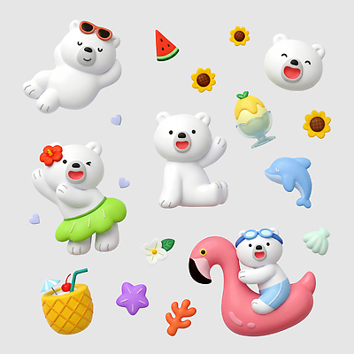 PSD 편집이미지 과일 곰 아이스크림 여름 선글라스 수영 즐거움 놀기 편집3D 동물 계절 감정 안경 포유류 모션 디저트 3D 수상스포츠 파일형식 잡화 음식 스포츠 디지털합성