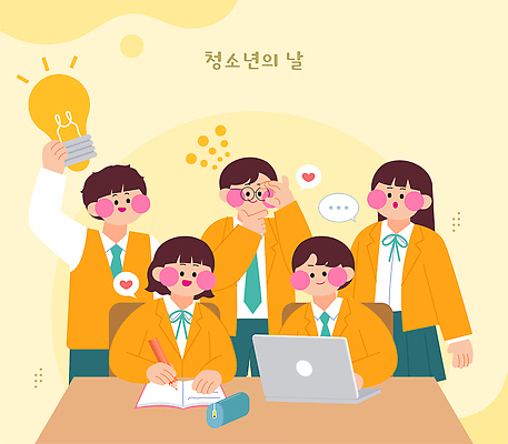 여자 교육 남자 교복 일러스트 교실 고등학생 협력 아이디어 일상 친구 학습 컴퓨터 스쿨라이프 모임 정보 토론 의견 공유 창의력 국내일러스트 세계청소년의날 AI파일 학생 라이프스타일 옷 기념일 컨셉 학교 관계 청소년 사람 라이프 전자제품 파일형식 벡터 이벤트 생활