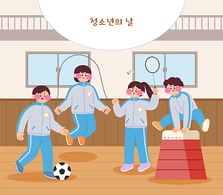 여자 남자 스포츠 일러스트 놀이 고등학생 실내 친구 스쿨라이프 축구 즐거움 체육관 줄넘기 체육복 배드민턴 체육대회 동아리 멀리뛰기 국내일러스트 세계청소년의날 AI파일 학생 라이프스타일 기념일 감정 학교 관계 청소년 사람 내부 운동복 운동 구기 체육 대회 파일형식 벡터 옷 교육 건강 이벤트 생활