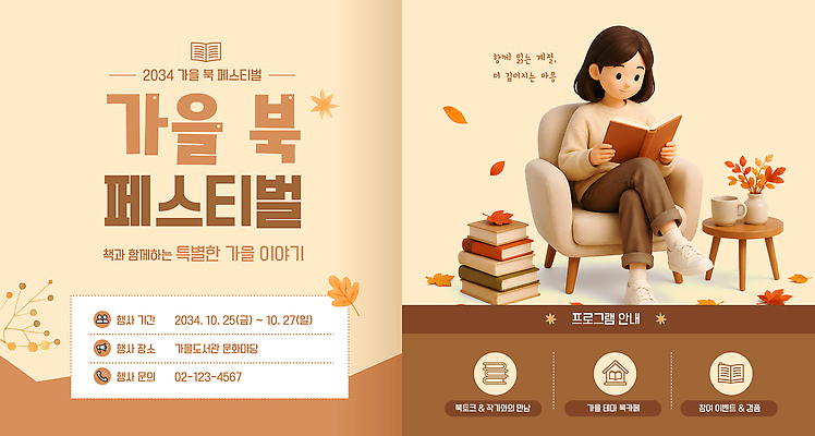 템플릿 이야기 이벤트 책 독서 축제 가을 날짜 북 프로그램 이미지템플릿 AI파일 계절 타악기 파일형식 벡터 악기 음악 문화예술