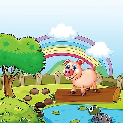 EPS 해외이미지 나무 식물 동물 무지개 잎 오렌지 일러스트 하늘 미소 야외 목재 그래픽 빨간색 초록색 물 파란색 울타리 반려동물 컬러풀 갈색 노란색 가축 젖음 나뭇가지 연못 돼지 잡초 거북이 남색 제비꽃 수련 언덕 그림 통나무 느림 등딱지 해외202004 해외일러스트 자연요소 꽃 컬러 과일 재료 포유류 파충류 표정 담장 파일형식 벡터