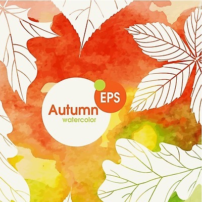 EPS 해외이미지 식물 백그라운드 단풍 잎 일러스트 자연 수채화 사람없음 빨간색 초록색 노란색 가을 기름 밤 해외202004 해외일러스트 계절 음식 컬러 견과류 생태계 파일형식 벡터