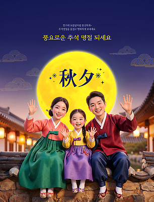 PSD 편집이미지 전통 행복 문화 어린이 가족 한옥 웃음 세명 추석 보름달 가을 밤 한복 소원 기와담장 이미지편집 한국전통 계절 명절 감정 고건축 관계 표정 기와 사람 담장 달 전통의상 파일형식 자연요소 건축물 기념일 한국 건축 아시아 이벤트 나라
