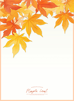 PSD 백그라운드 단풍 낙엽 잎 일러스트 자연 나뭇잎 수채화 프레임 가을 국내일러스트 식물 계절 생태계 파일형식