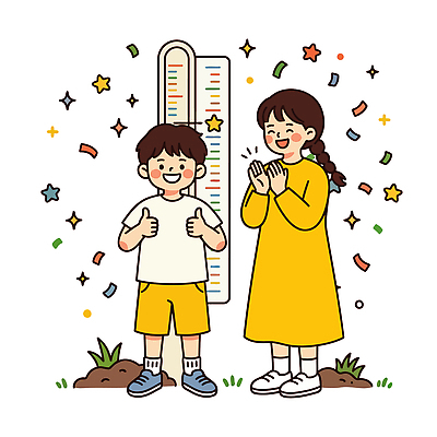 행복 어린이 일러스트 가족 성공 웃음 기쁨 성장 축하 박수 즐거움 측정 키 키재기 국내일러스트 AI파일 감정 컨셉 관계 표정 사람 손짓 파일형식 벡터 모션