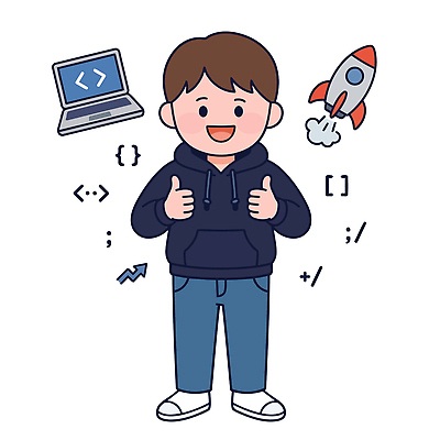디자인 일러스트 기술 소년 취미 학습 컴퓨터 엄지손가락 로켓 코드 즐거움 개발 소프트웨어 창의성 프로그래밍 국내일러스트 AI파일 교육 남자 감정 어린이 손가락 전자제품 작업 파일형식 벡터 손 사람 신체부위