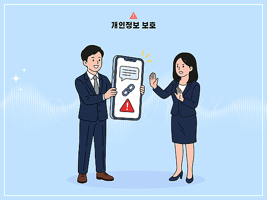 여자 남자 포즈 일러스트 비즈니스 직장 기술 대화 경고 안전 스마트폰 보호 위험 개인정보 정보보호 국내일러스트 AI파일 컨셉 회사 말하기 사람 핸드폰 스마트기기 정보 파일형식 벡터 모션 전자제품