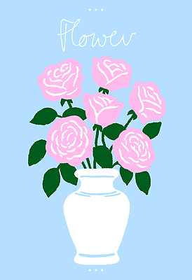 꽃 컬러 컨셉 파일형식 벡터 꽃병 장미 분홍색 파란색 식물 장식 산뜻 디자인 그림 예술 조화 풍경 AI파일 국내일러스트 일러스트