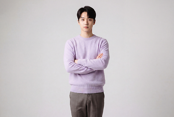 JPG 편집이미지 옷 남자 표정 서기 앞모습 팔짱 니트 의료성형뷰티 스타일 편집실사 AI인물포토 AI콘텐츠 뷰포인트 상의 모션 사람 CG 파일형식 AI포토