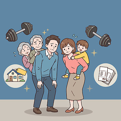할아버지 감정 할머니 어린이 일러스트 가족 안기 스트레스 건강 안전 일상 생활 부모 무게 간호 걱정 부담 책임감 국내일러스트 AI파일 여자 노년 남자 컨셉 관계 모션 사람 라이프 파일형식 벡터 성인
