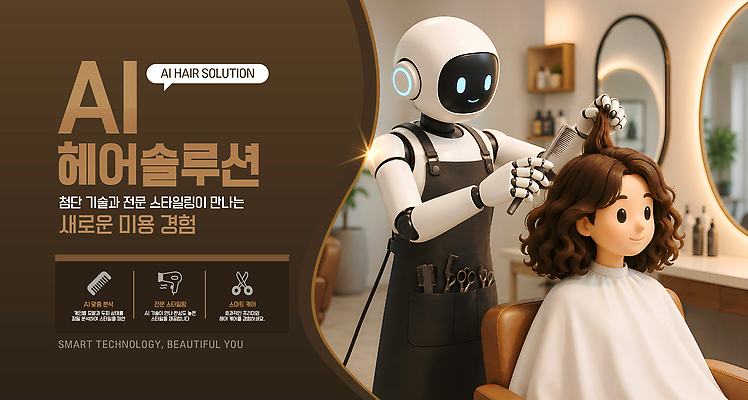 템플릿 직업 컨셉 모션 신체부위 머리 뷰티샵 파일형식 벡터 로봇 뷰티 머리카락 솔루션 AI_인공지능 기술 스타일링 미용실 고객 다듬기 전문직 체험 혁명 서비스 AI파일 이미지템플릿