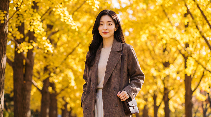 JPG 나무 편집이미지 공원 여자 자연 서기 사람 풍경 가을 분위기 즐거움 은행나무 의료성형뷰티 편집실사 AI인물포토 AI콘텐츠 식물 계절 공공시설 감정 컨셉 모션 CG 생태계 파일형식 AI포토 시설