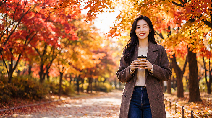 JPG 나무 편집이미지 모자 공원 여자 길 커피 단풍 자연 날씨 웃음 풍경 햇빛 산책 가을 의료성형뷰티 편집실사 AI인물포토 AI콘텐츠 식물 잡화 계절 공공시설 음료 잎 휴식 표정 사람 빛 CG 생태계 파일형식 AI포토 컨셉 시설