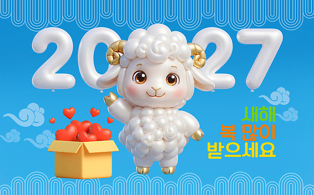 모양 편집이미지 감정 컬러 동물캐릭터 포유류 양 연도 파일형식 2027년 새해 인형 풍선 상자 하트 파란색 사랑 PSD 이미지편집 양캐릭터 정미년