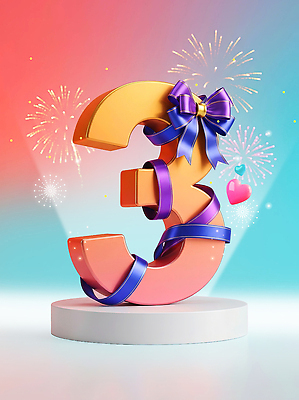 PSD 편집이미지 기념일 리본 백그라운드 불꽃놀이 3 이벤트 장식 숫자 파티 축하 생일 이미지편집 문자 컨셉 놀이 파일형식