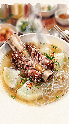 JPG 한식 일러스트 재료 반찬 건강 요리 식사 면류 맛 국수 갈비 국물 갈비탕 고춧가루 맛있는 AI일러스트 음식 컨셉 육류 가루 탕 파일형식 AI콘텐츠 식재료