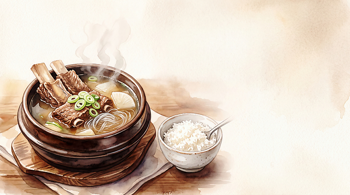 JPG 전통 그릇 한식 일러스트 밥 한국 따뜻함 육류 요리 식사 맛 수증기 국수 국물 갈비탕 AI일러스트 식기 아시아 음식 컨셉 식재료 면류 탕 파일형식 AI콘텐츠 나라