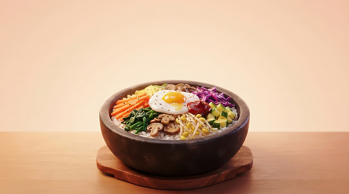 JPG 편집이미지 그릇 한식 음식 채소 재료 한국 요리 계란 식사 전통음식 맛 비빔밥 건강식 이미지편집 AI컴퓨터그래픽 AI콘텐츠 전통 식기 아시아 컨셉 알 파일형식 나라