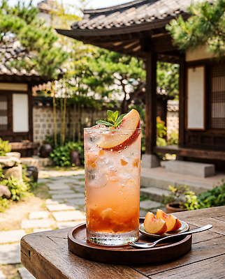 JPG 나무 편집이미지 전통 음료 과일 자연 휴식 잔 한옥 여름 정원 카페 빈티지 시원함 복숭아 돌길 에이드 편집실사 AI포토 AI콘텐츠 식물 한국전통 식기 계절 길 컨셉 고건축 상점 CG 생태계 파일형식 건축물 한국 건축 아시아 나라