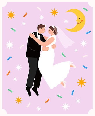 자연요소 감정 신부 신랑 결혼 관계 안기 문화예술 사람 이벤트 파일형식 벡터 포옹 결혼식 춤 축제 별 달 사랑 기쁨 행복 파티 인연 커플 국내일러스트 AI파일 일러스트 신랑신부 두명