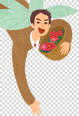 식물 편집이미지 캐릭터 손 남자 꽃 백그라운드 자연 웃음 장식 바구니 흰색 비행 PNG 컬러 표정 사람 신체부위 생태계 파일형식