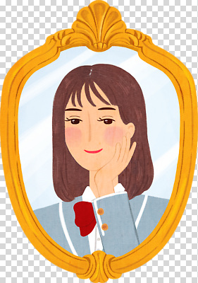 편집이미지 손 옷 여자 감정 얼굴 백그라운드 짧은머리 밝음 미소 거울 턱 PNG 스타일 헤어스타일 표정 사람 신체부위 파일형식