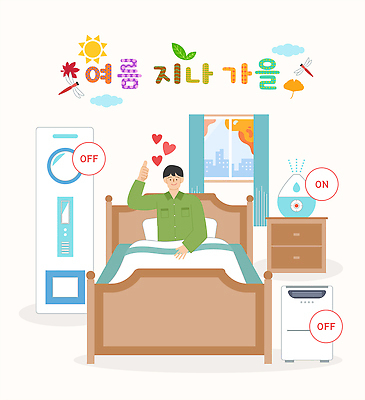 주간 계절 가구 컨셉 손가락 날씨 내부 가전제품 파일형식 벡터 에어컨 제습기 가습기 여름 가을 사람 침대 방 엄지손가락 환기 생활 기온 건강 변화 아침 실내 창문 일러스트 국내일러스트 AI파일